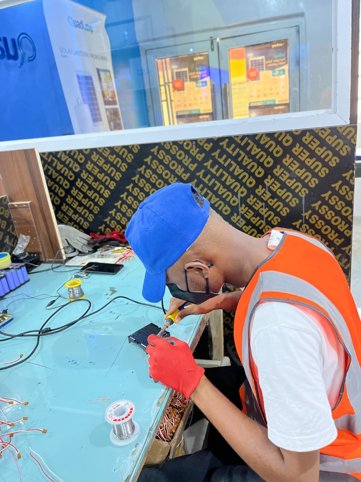 Quadloop technician assembling a clean-energy product